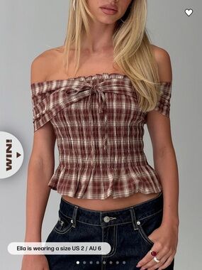 Brown Plaid Top